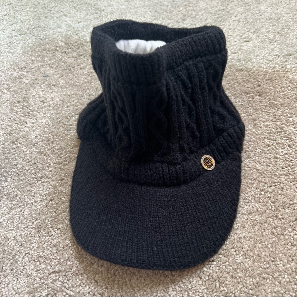 New Wool Knitted Black Visor Cap Ponytail Béisbol Hat Winter Snow Ski Holiday - Picture 2 of 3